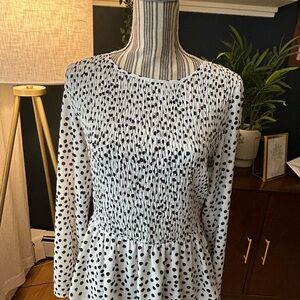 ELOQUII Polka Dot Long Sleeve Top